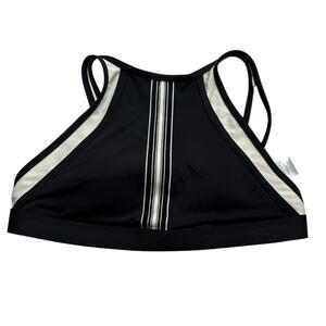 SKYE Exuma Mercedes High Neck Crop Bikini Top Women's Size Small Black Cream